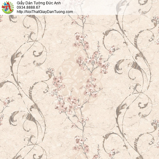 Mozen 73001-2, Giấy dán tường hoa văn cổ điển màu hồng phấn
