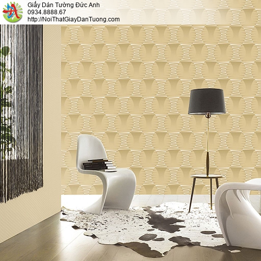 Casabene 2727-3, Giấy dán tường 3D màu vàng hiện đại làm điểm nhấn
