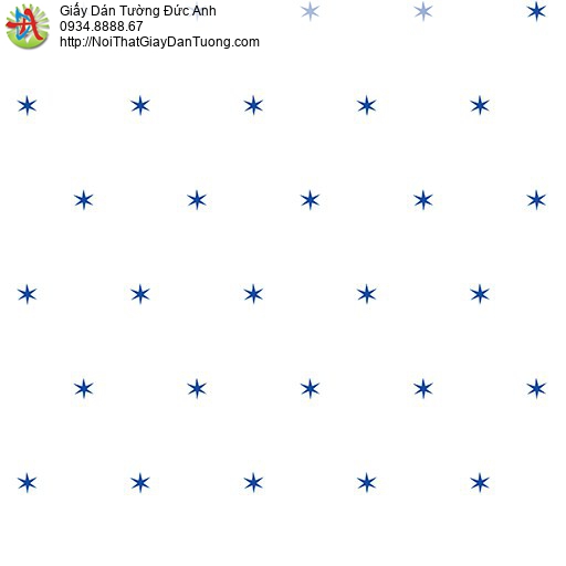 Giấy dán tường các ngôi sao màu xanh trên nền trắng cho phòng trẻ em, Happy story 6804-1B