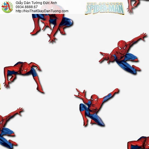 Giấy dán tường hình người nhện Spider-man bay lượn, Giấy dán tường hình siêu anh hùng cho bé Happy story 6813-1B