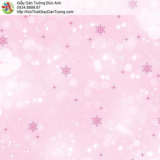 Giấy dán tường trẻ em các bông tuyết màu hồng đẹp, Happy story 6803-1B