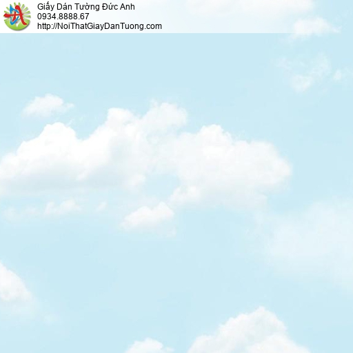 Giấy dán tường hình bầu trời xanh mây trắng, giấy dán trần phòng bé, trần phòng trẻ em Natural 88421-1