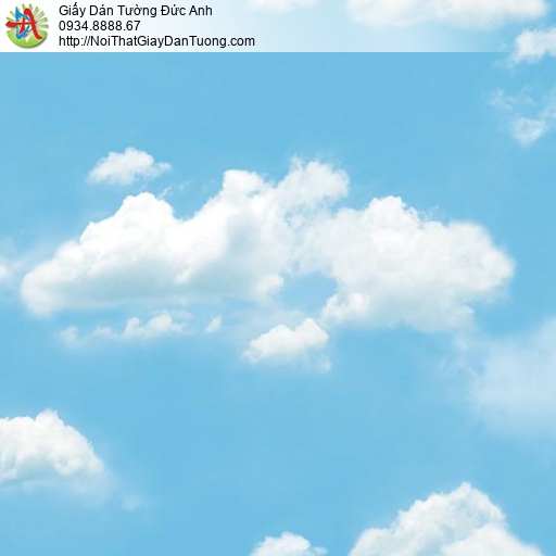 Giấy dán tường hình bầu trời xanh mây trắng, bầu trời màu xanh dương sky blue, Natural 88421-2