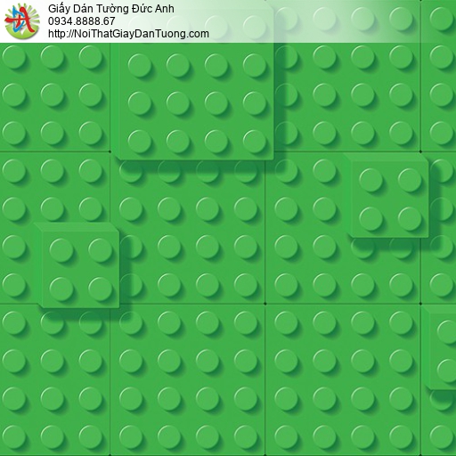 5123-2 Giấy dán tường họa tiết Lego màu xanh lá cho trẻ em