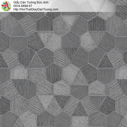98005-5 Giấy dán tường 3D màu xám tối họa tiết hình ngũ giác chì