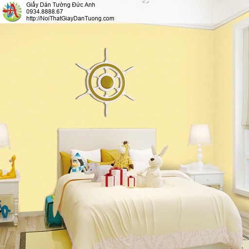 The View 9824-1, giấy dán tường đơn giản một màu vàng hiện đại thay cho sơn nước hoàn hảo