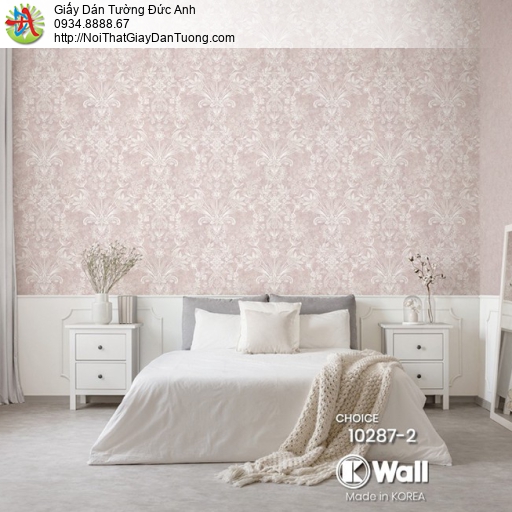 Choice 10287-2, giấy dán tường hoa văn họa tiết cổ điển Châu Âu màu hồng nhạt, điểm nhấn phòng ngủ đẹp lãng mạn