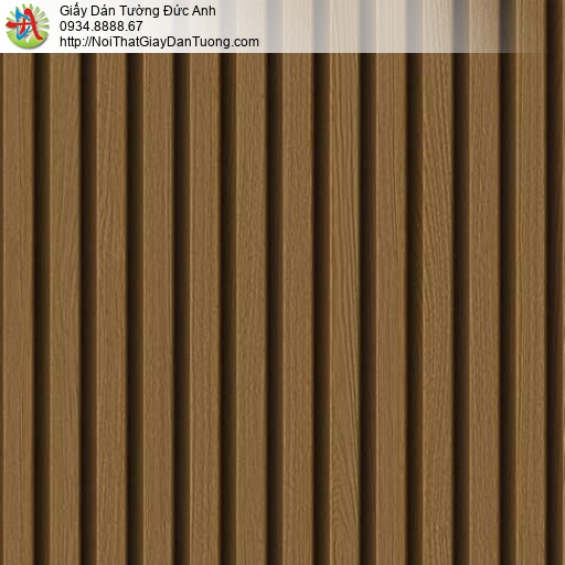 Galaxy 7835-3, giấy dán tường giả gỗ 3D màu nâu, các thanh gỗ lam cho điểm nhấn