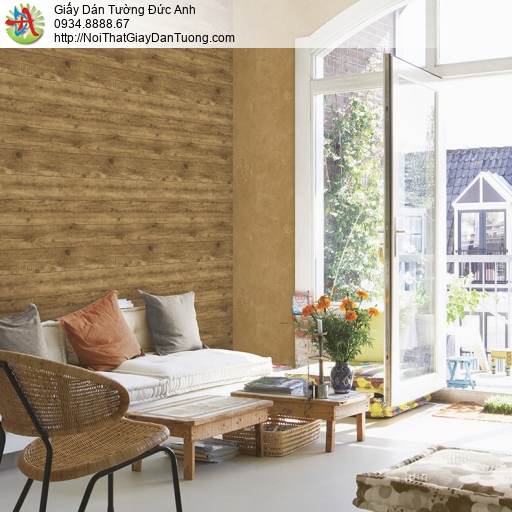 Fiore 85084-3, giấy dán tường giả gỗ tự nhiên màu vàng đậm